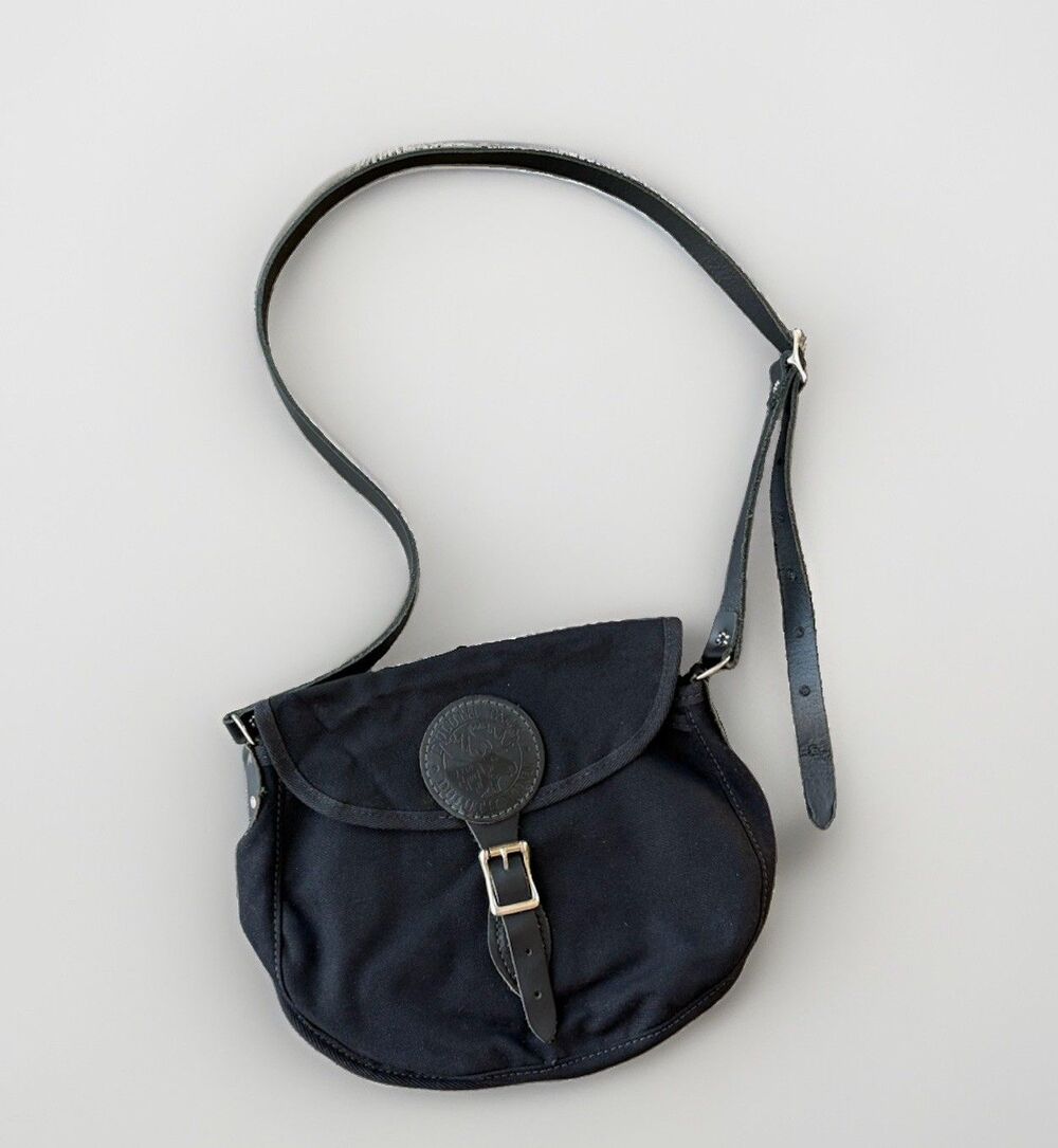 Duluth Pack Medium Shell Purse Black Canvas Leather Crossbody Saddle Bag USA